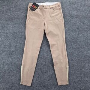 HR‎ Farm Riding Breeches Tan Beige Sz 32 Elasticated Ankles Knee Grip High